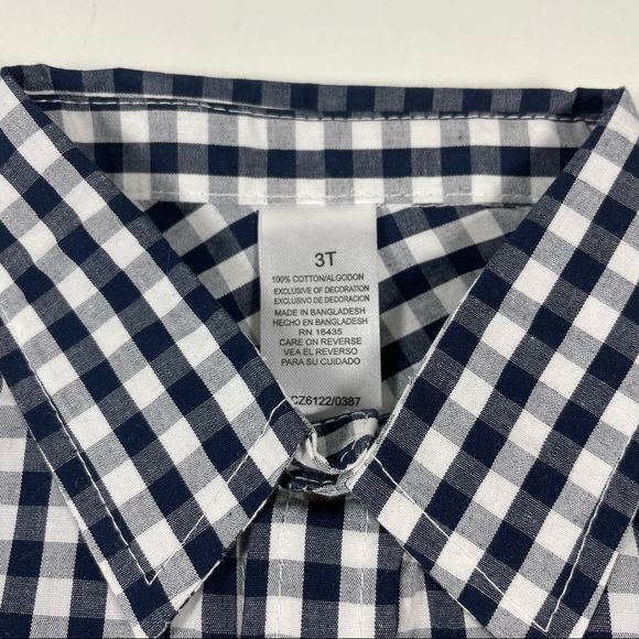 NWOT navy blue checkered woven shirt size 3T - Picture 4 of 4